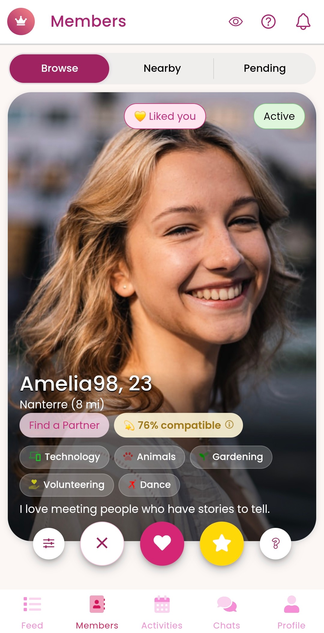 Vorschau der GirlsConnect-App — Mitglieder entdecken